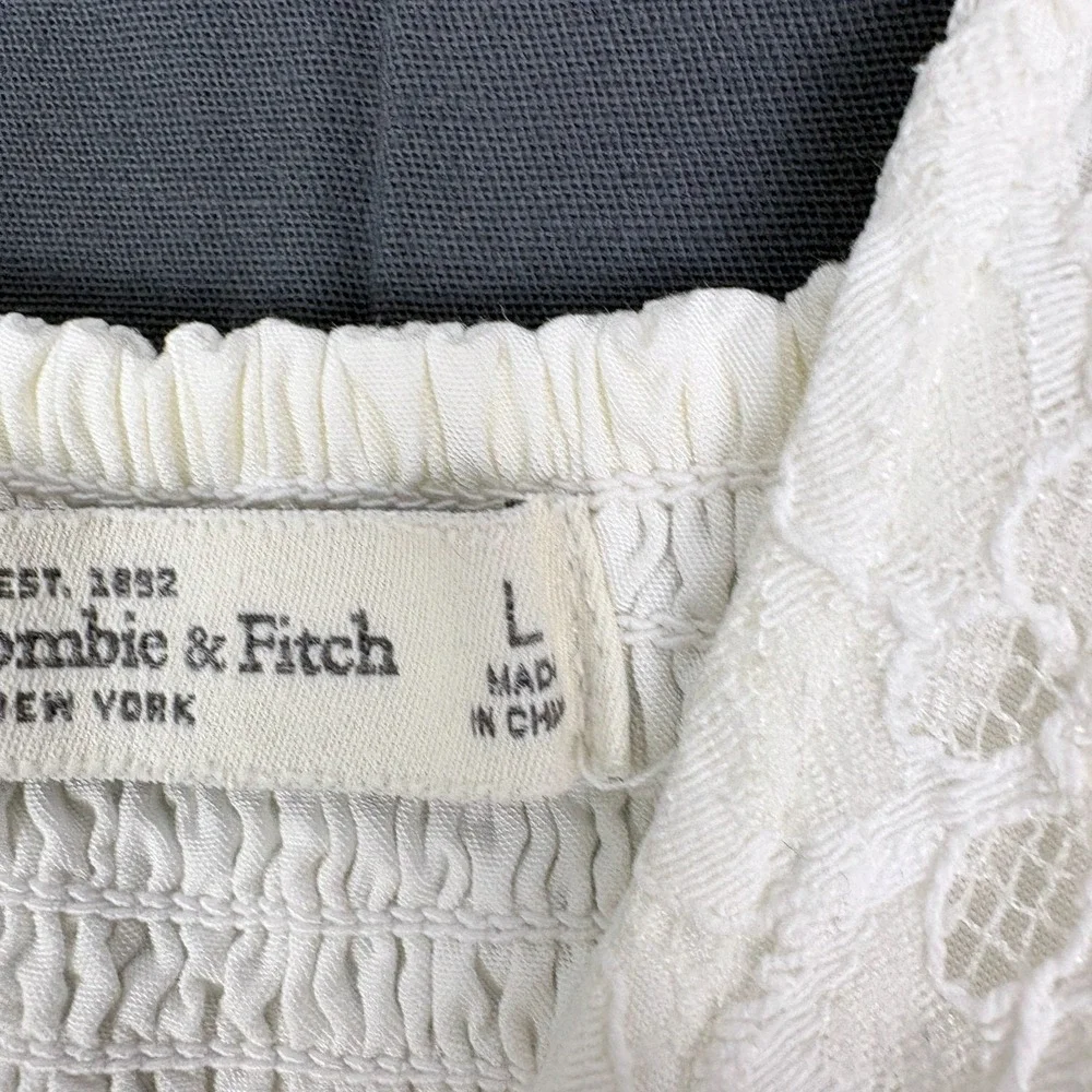 Abercrombie & Fitch White Lace Maxi Day Dress Sz L Cottage Boho Festival Wedding
